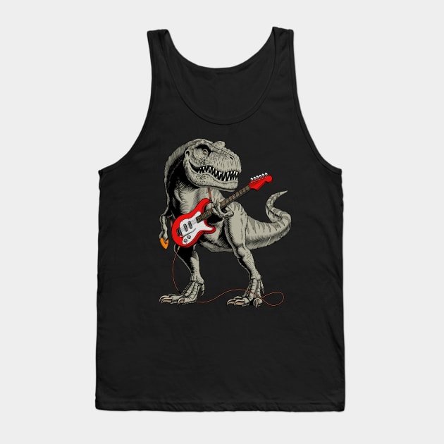 Dinosaur playing Electric Guitar Tank Top by WorldDinosaurs